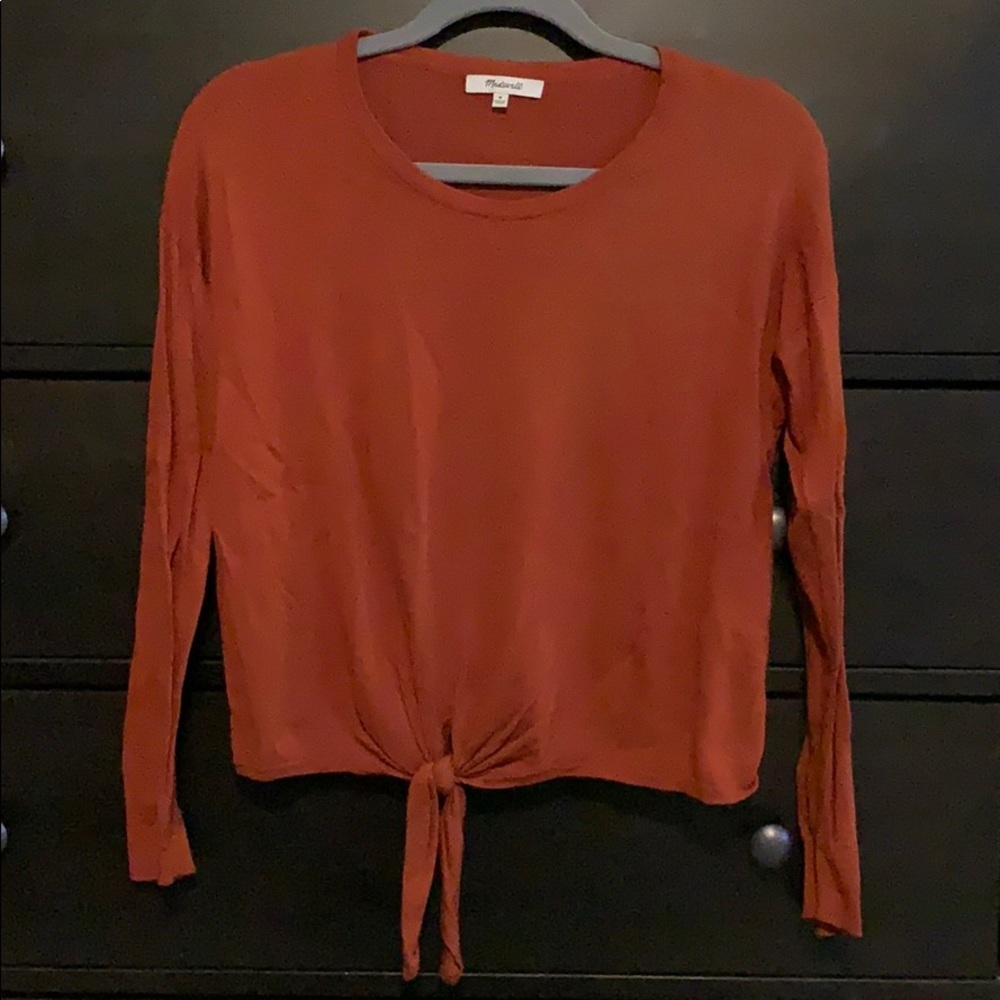 Madewell Modern Tie-Front sweater sz M in rust